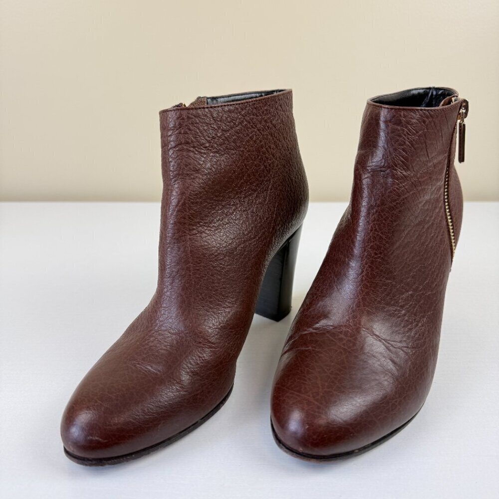 EUC Studio Pollini Brown Leather Heeled Ankle Boots Made In Italy